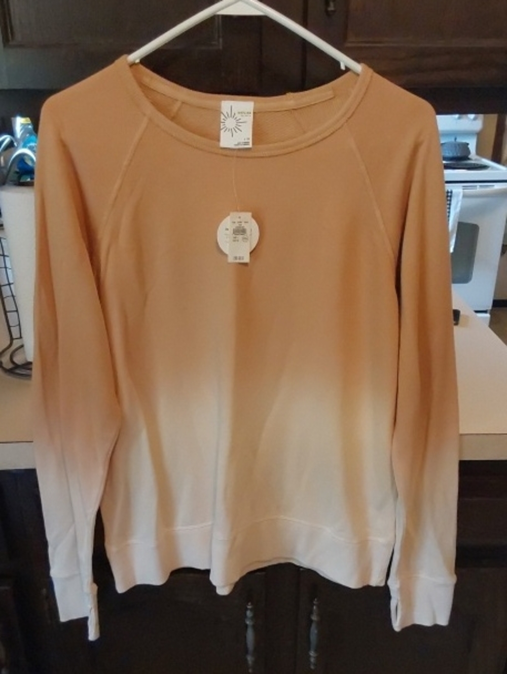 Aerie Women's Ombre Long-Sleeve Pullover Sweatshirt - Cream to Tan